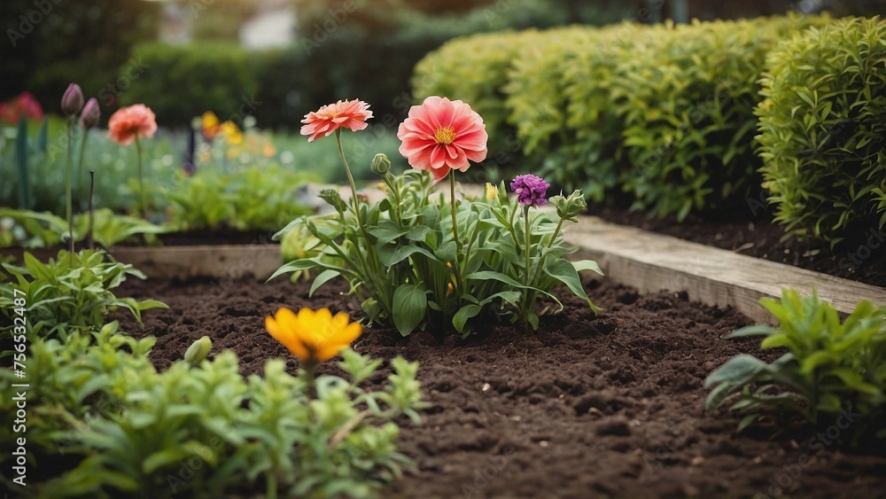 Picture a vibrant flower bed in the garden, exemplifying the fulfilment and passion derived from the art of gardening. Picture a vibrant flower bed in the garden, exemplifying the fulfilment and passion derived from the art of gardening.
