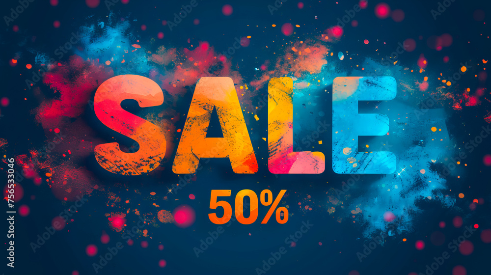Discount Banner. Get 50 percent Off Now. Sale Poster - obrazy, fototapety, plakaty 