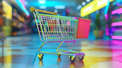 Neon Colorful Shopping Cart