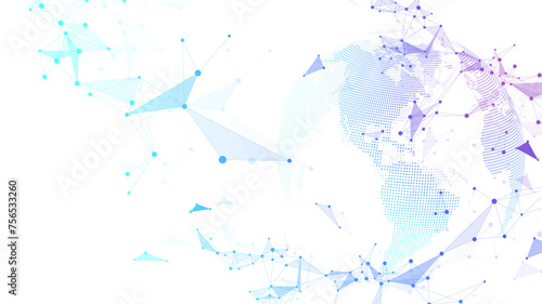 Global network connection banner design template. Header social network communication in the global business concept. Big data visualization. Internet technology
