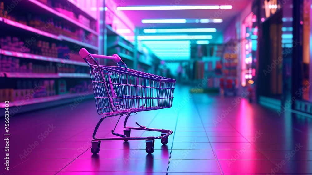 custom made wallpaper toronto digitalNeon Colorful Shopping Cart