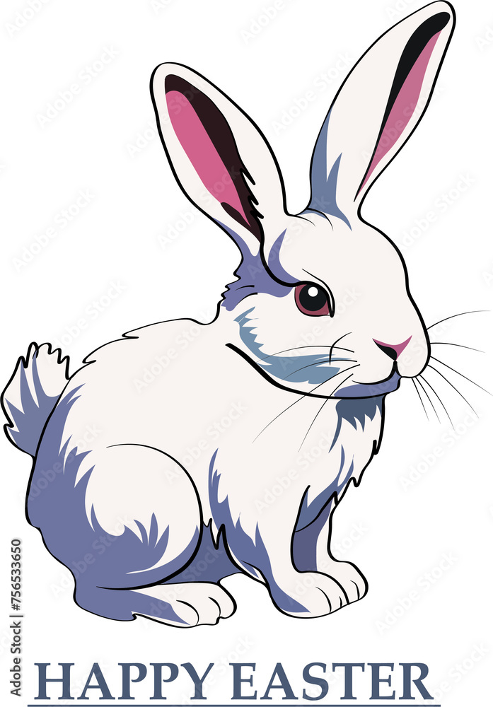 Fototapeta premium Easter greeting card background with cute rabbit