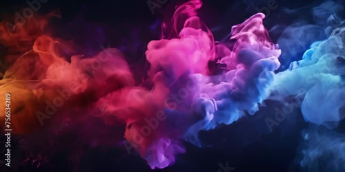 Colorful smoke against black background. High quality 4K  photo