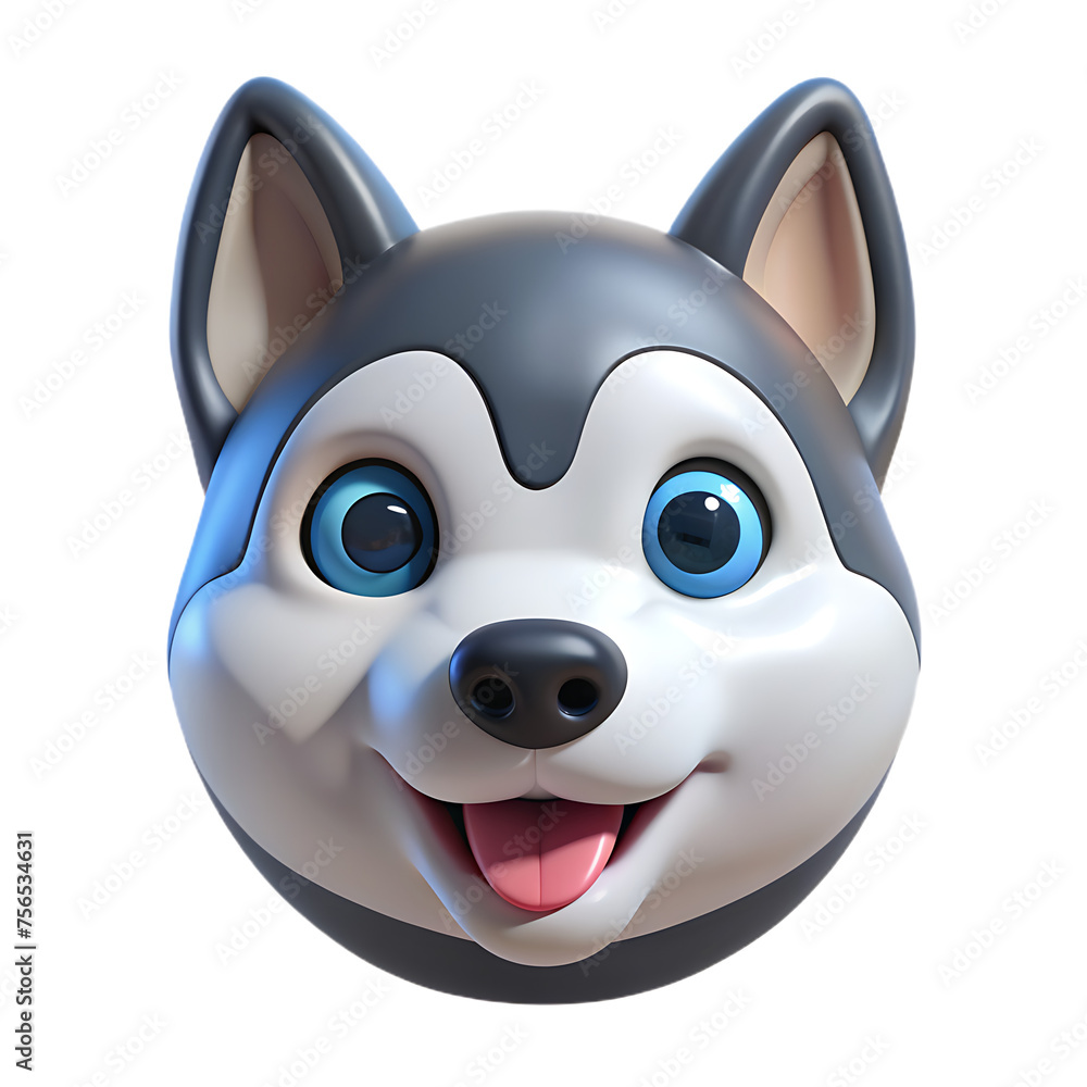3d winter icon with husky on transparent 3d winter icon with husky on transparent