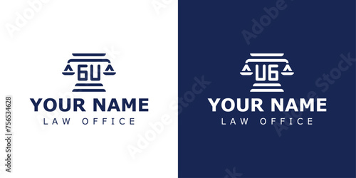 Letters GU and UG Legal Logo, suitable for lawyer, legal, or justice with GU or UG initials photo