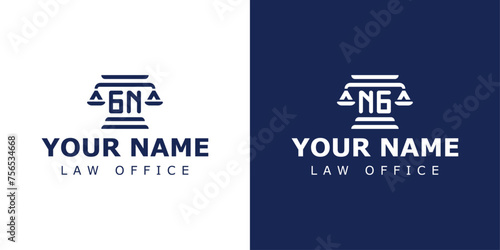 Letters GN and NG Legal Logo, suitable for lawyer, legal, or justice with GN or NG initials