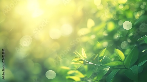 Spring Light Green Blur Background with Glowing Blue