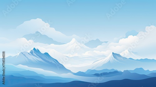 Wallpaper Mural Sunset or Sunrise over the Mountains. Minimal Flat Vector Illustration Art of Mountain Peak. Nature Travel Poster Design, Winter Landscape Background Torontodigital.ca