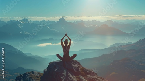 A person practicing yoga on a mountaintop  showcasing the connection between physical activity and mental health.