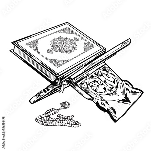 Al quran vector illustration in hand drawn style