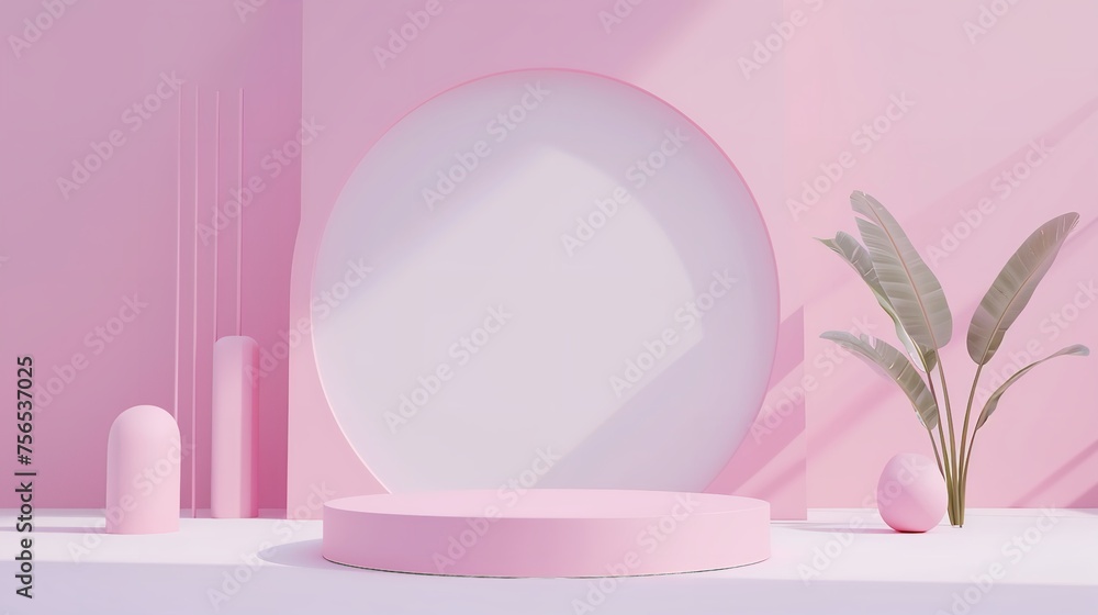 Stand Podium Wall Scene Pastel Color Background

