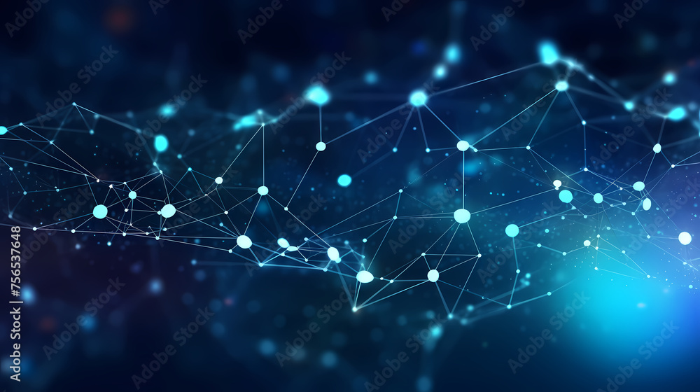 Blue background with dots and lines in the style of interwoven network Blue background with dots and lines in the style of interwoven network