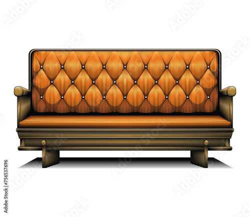 Vintage couch. Vector illustration in engraving technique of elegant retro style leather sofa.