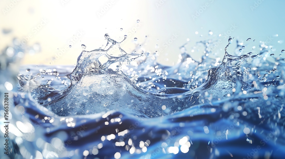 Summer Background and Banner with Water Splash


