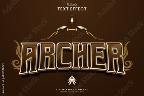 decorative golden archer editable text effect vector design