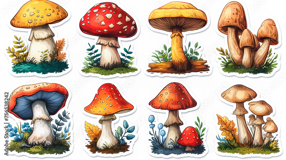 Mushrooms stickers collection Mushrooms stickers collection