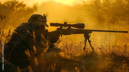 Sniper rifle alignment targeting from afar photo