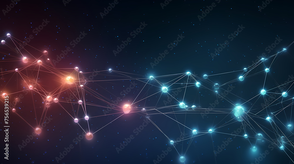 Blue background with dots and lines in the style of interwoven network Blue background with dots and lines in the style of interwoven network