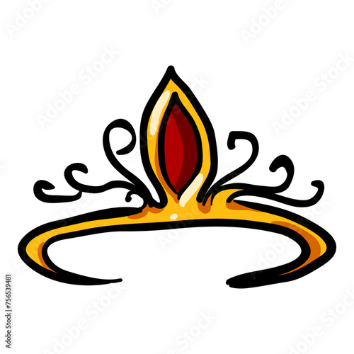 Fotografia Golden Diadem Hand Drawn Doodle Icon