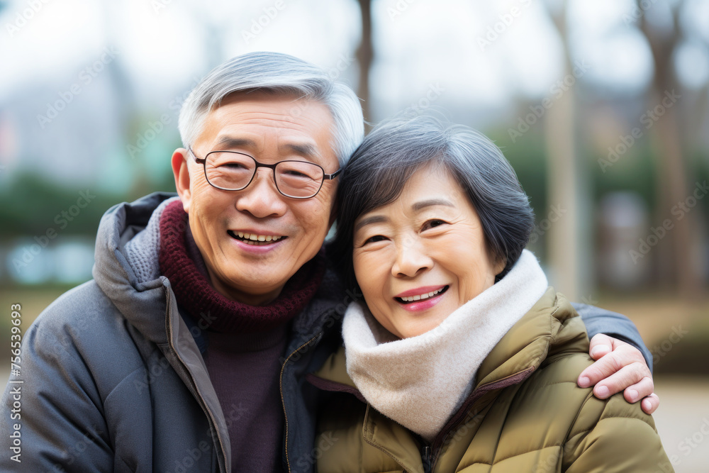 Portrait of happy Asian senior couple Portrait of happy Asian senior couple
