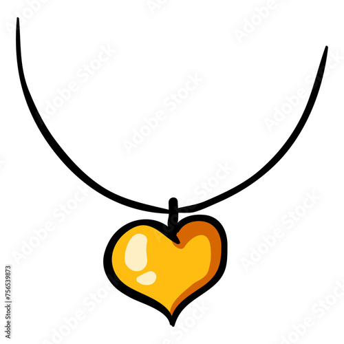 Heart Pendant Hand Drawn Doodle Icon