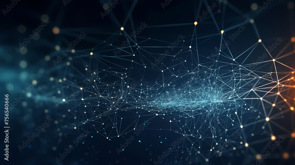 Blue background with dots and lines in the style of interwoven network Blue background with dots and lines in the style of interwoven network