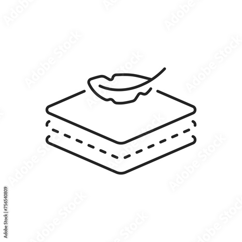 lightweight mattress icon with thin line feather