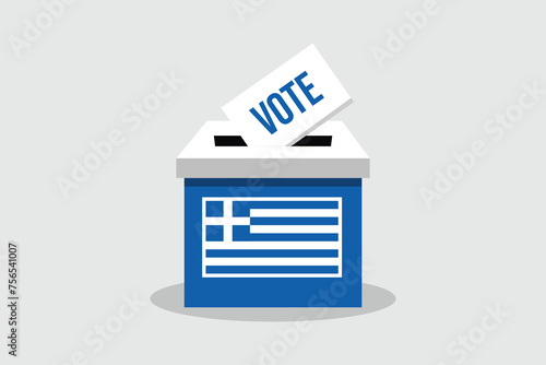 Greece Ballot Box Flat and minimalist vector illustration concept. Vote Conceptual Art. Elections.