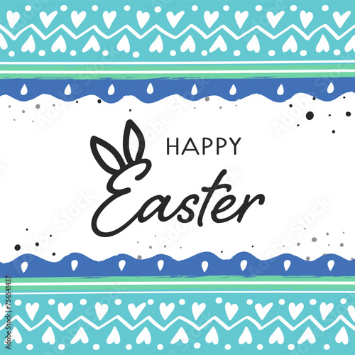 Hand painted Easter egg pattern. Design of a greeting card with decorations. Vector illustration