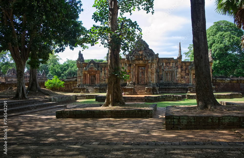 Old stone castle in Sa Kaeo Province a famous place in Thailand