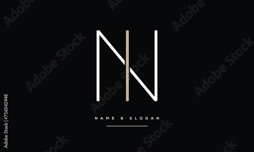Alphabet Letters NI, IN , Initials Logo Monogram