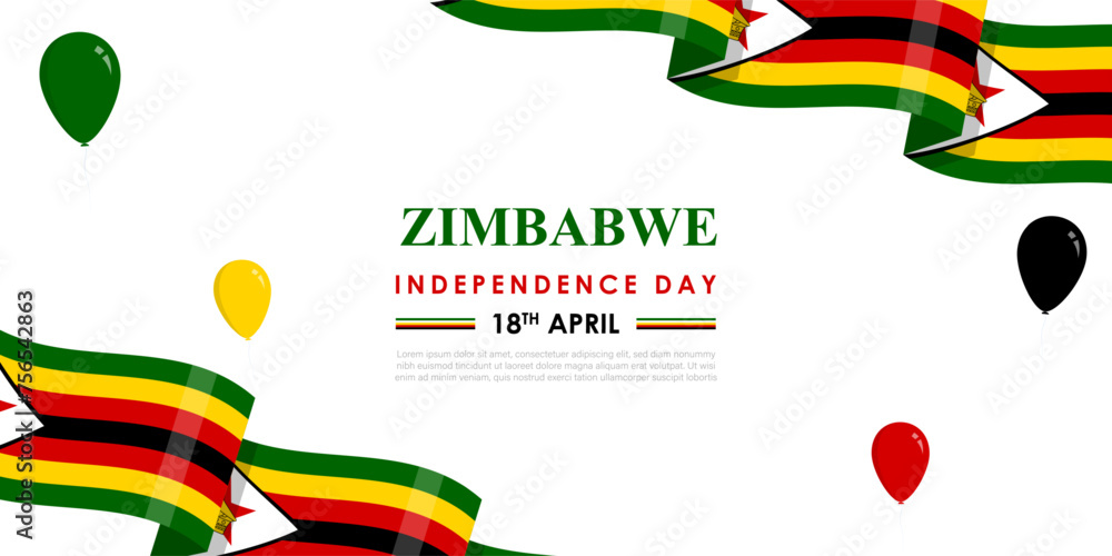 Obraz premium Vector illustration of Zimbabwe Independence Day social media feed template