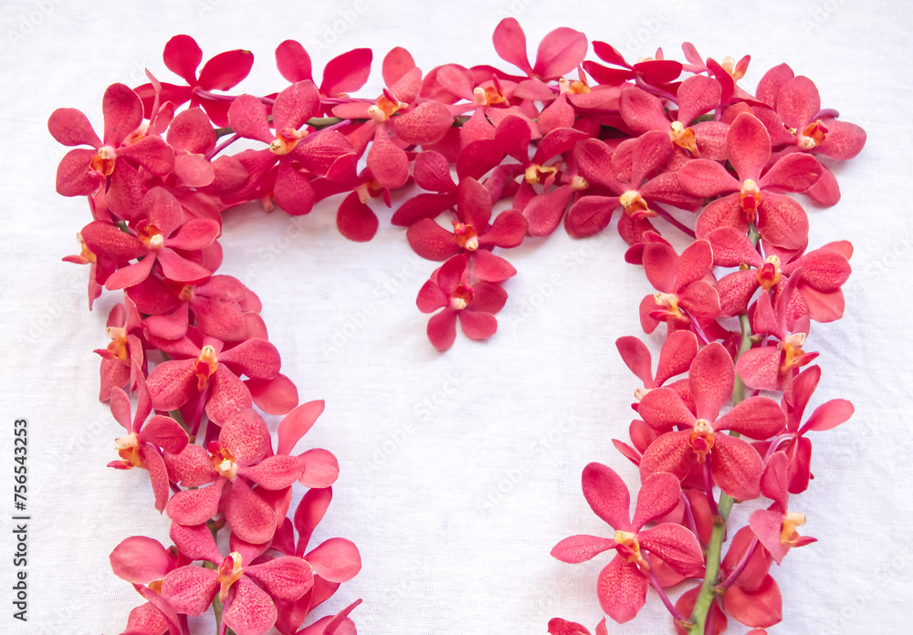 Beautiful flowers on fabric background