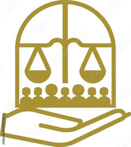A symbolic image of the judiciary that signifies the transparency of the law.  