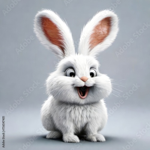 Cute little rabbit on gray background © ecrow