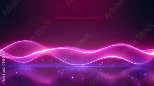 Abstract flowing neon wave purple background ,Abstract light lines of movement and speed with purple color sparkles. Light everyday glowing effect. semicircular wave, light trail curve swirl
 photo