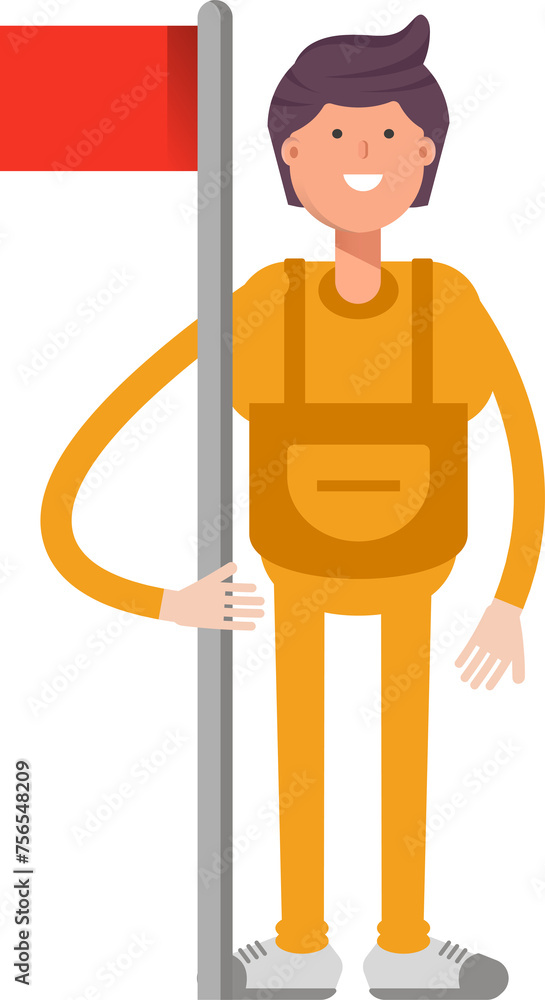 Service Man Character Holding Flag Pole
Service Man Character Holding Flag Pole