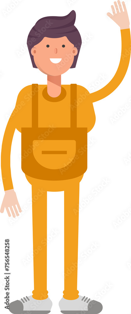 Naklejka premium Service Man Character Raising Hand Illustration
