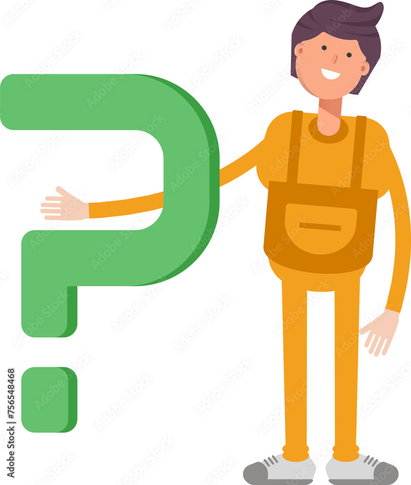 Service Man Character and Question Mark
Service Man Character and Question Mark