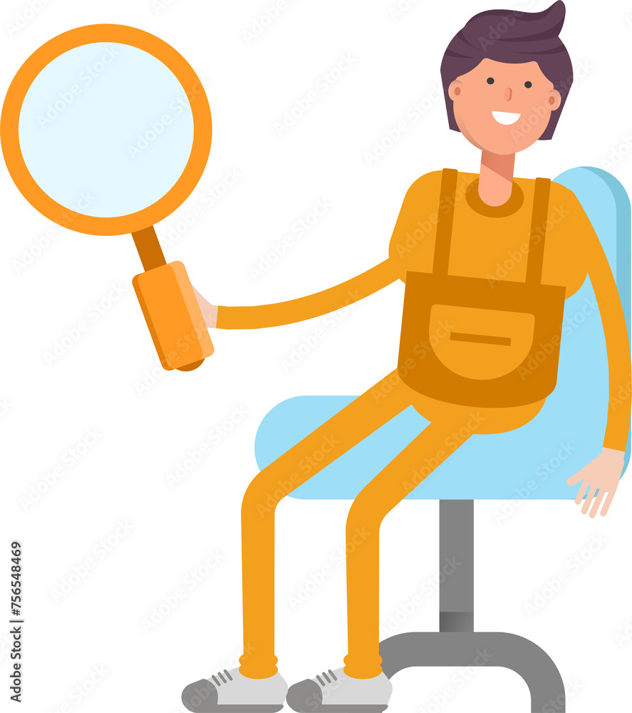 Service Man Character Sitting and Holding Magnifier
Service Man Character Sitting and Holding Magnifier