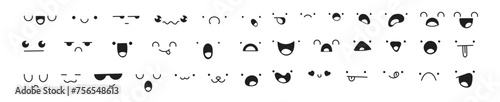 Set of different pieces of doddle emotions to create characters. Emotions for design. Anime. Anger and joy. Surprised and hurt. Indifference and shock. Laughter and tears. Emotions handmade