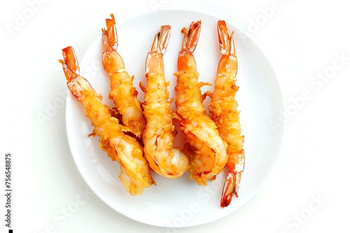 Tempura served on a plate isolated on a white background
