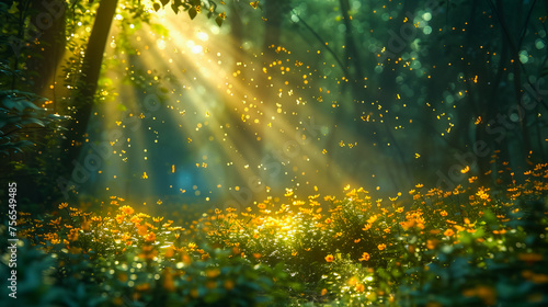 Sparkling Sunbeams Amongst the Trees.  Summer Dream.  Enchanted Woodland © EwaStudio