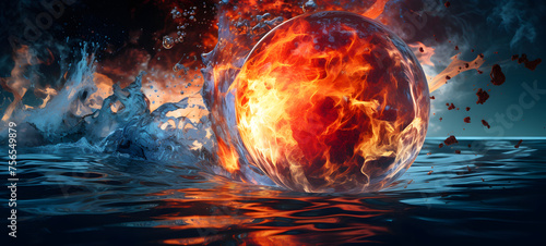 fire water earth wind become one shaped wallpaper design abstract organic colorful background, ai generative