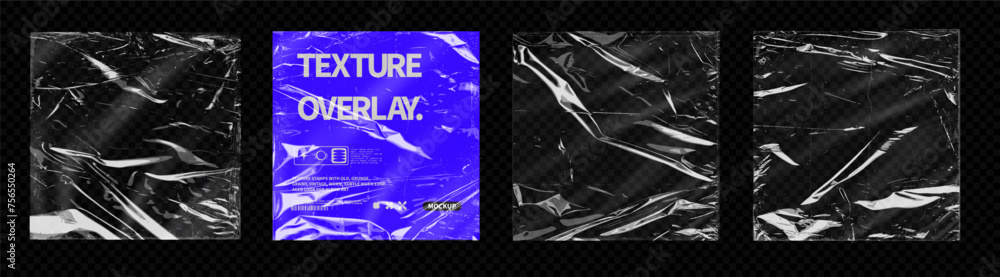 Plastic shrink texture of vinyl album cover bag. Realistic vector ...