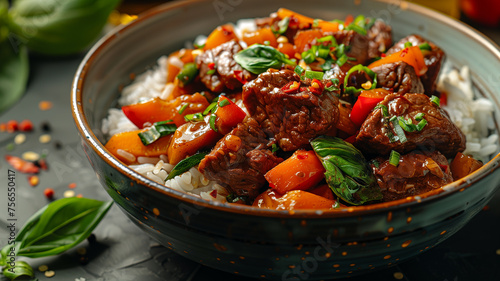 Savory Beef and Vegetable Stir Fry Over Rice