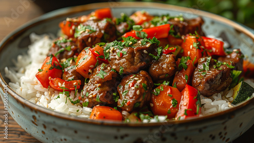 Savory Beef and Vegetable Stir Fry Over Rice