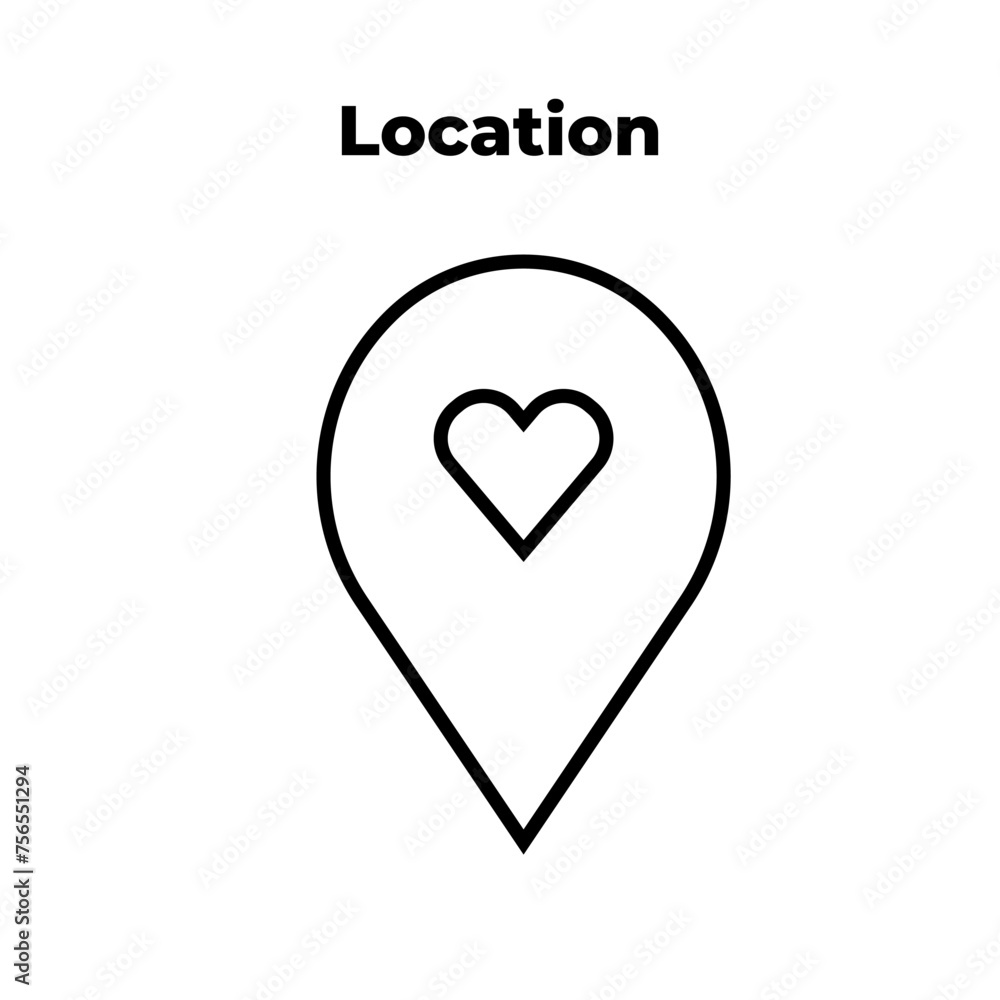Obraz premium Location mark place icon vector illustration. Favorite place pin. Landmark concept. Pin sign. Caring delivery to address symbol. Thin line isolated pictogram for logo, web, ui, shop. Vector EPS 10