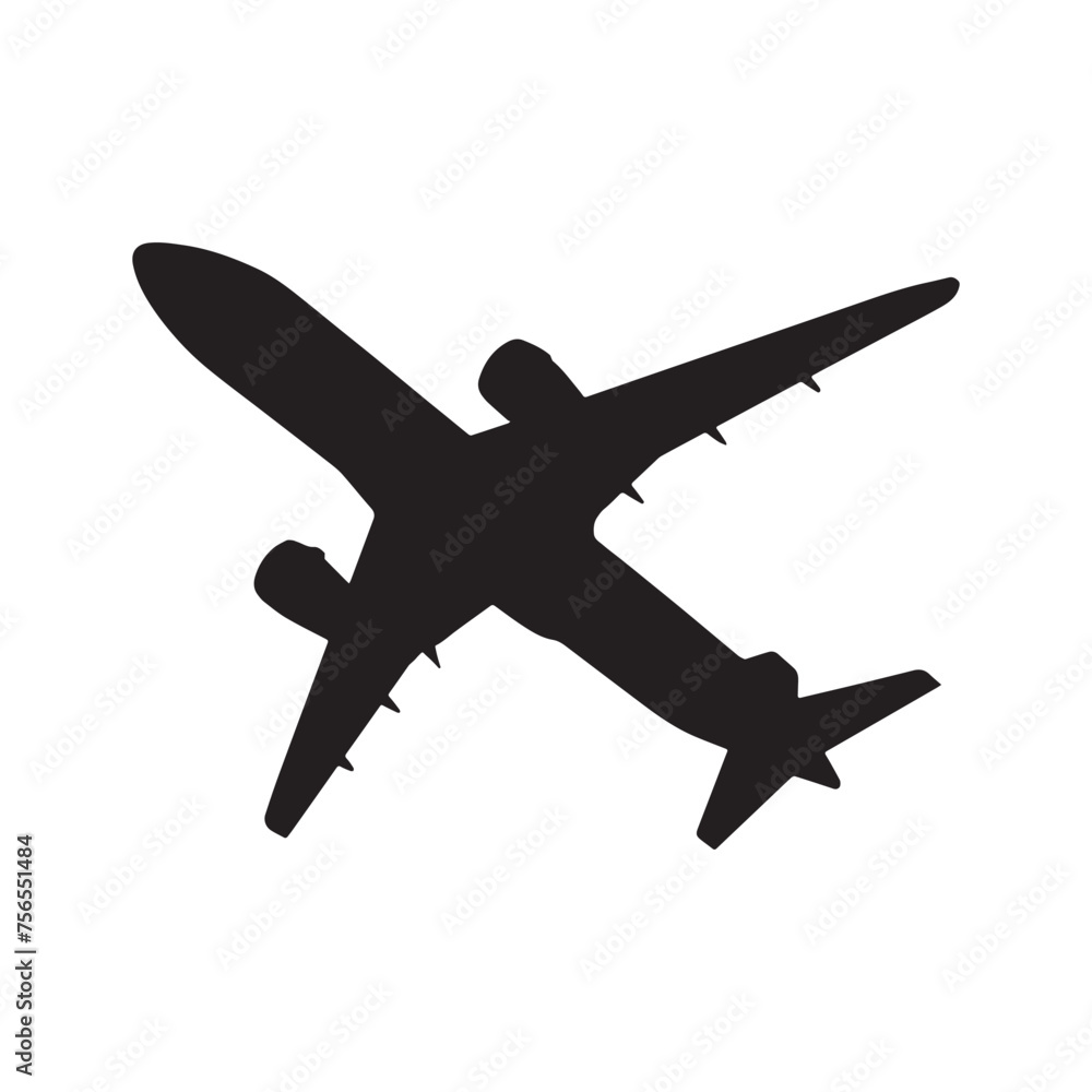 plane silhouette vector isolated black on white background plane silhouette vector isolated black on white background