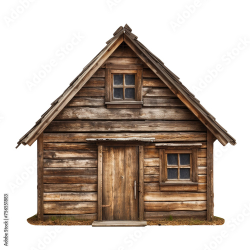 An old wooden hut isolated on transparent background